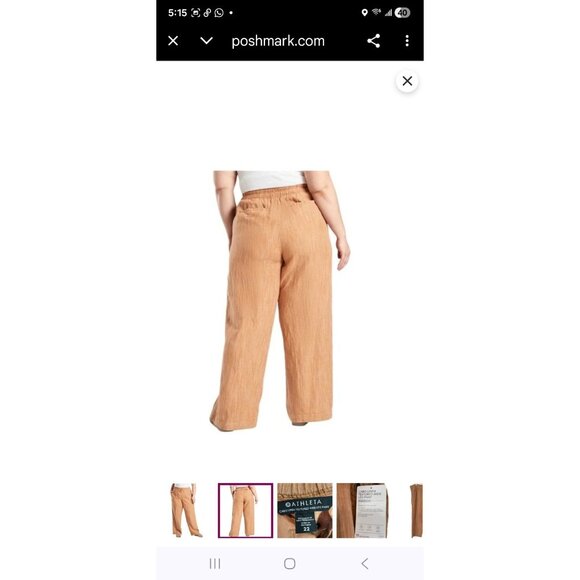 Athleta Cabo Linen Textured Wide Leg Pant, Rain Dance Size 6 - Picture 3 of 8
